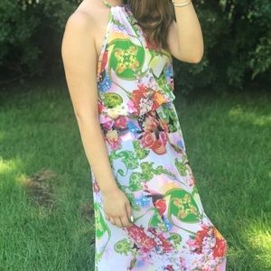 long dress with multicolored flowers